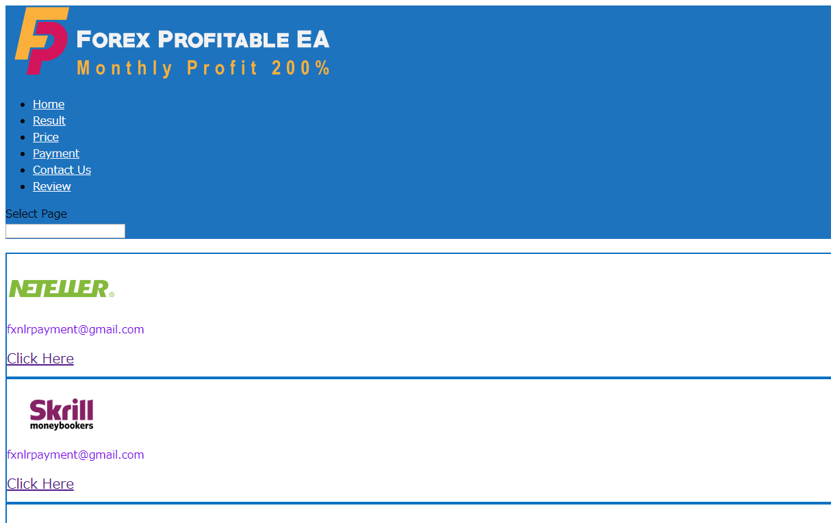 Forex Profitable EAの販売ページ